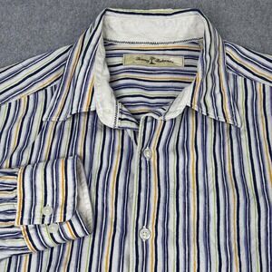 Tommy Bahama 100% Silk Long Sleeve Dress‎ Shirt Multi Stripe Beach Men's Size S